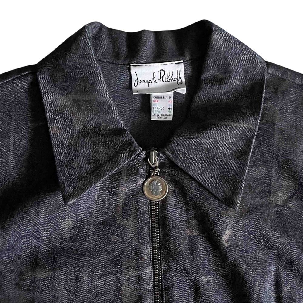 Womens Joseph Ribkoff Textured Crosshatch Full Zip Veston Jacket Paisley Size 14 - Picture 3 of 8